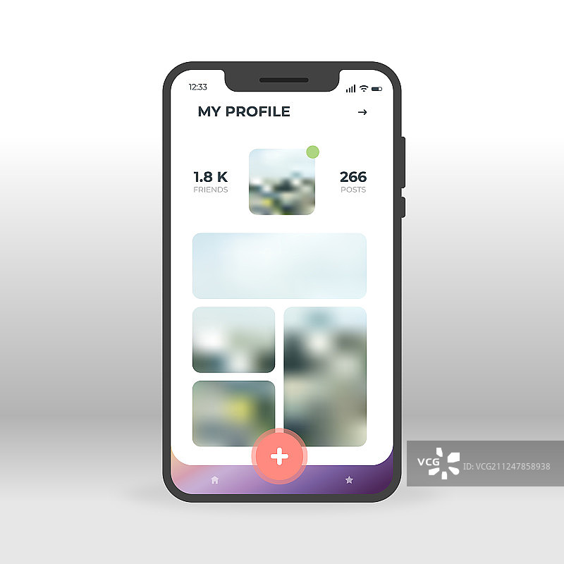 在线社交网络个人资料UI UX GUI屏幕图片素材
