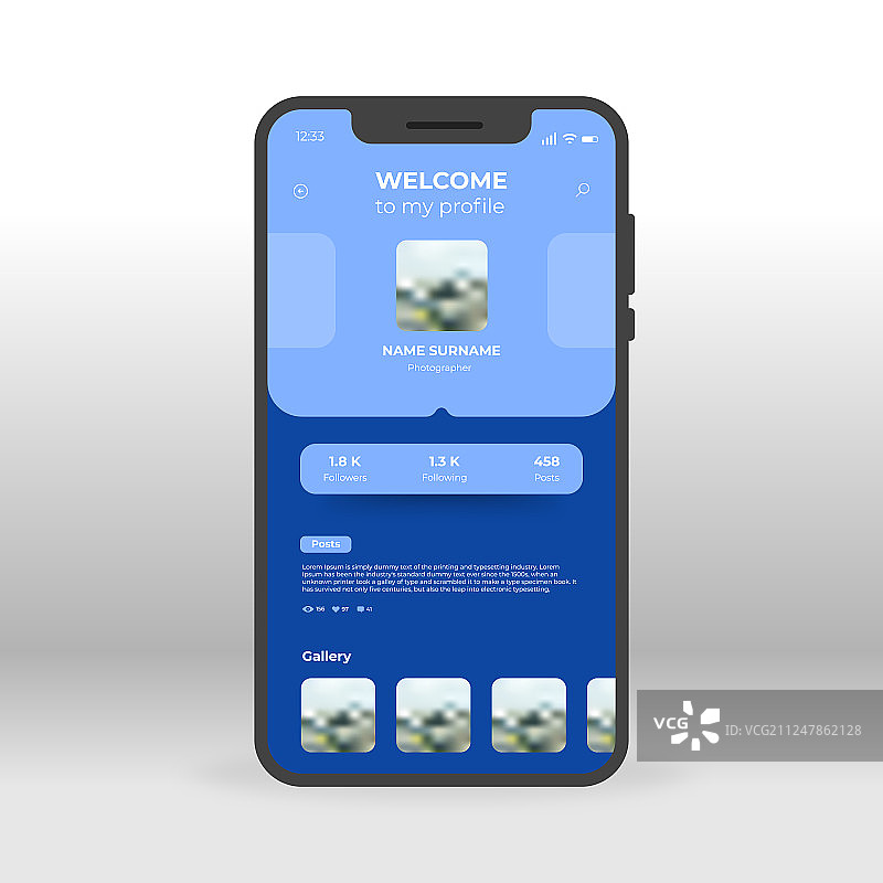 蓝色社交网络UI UX GUI界面图片素材