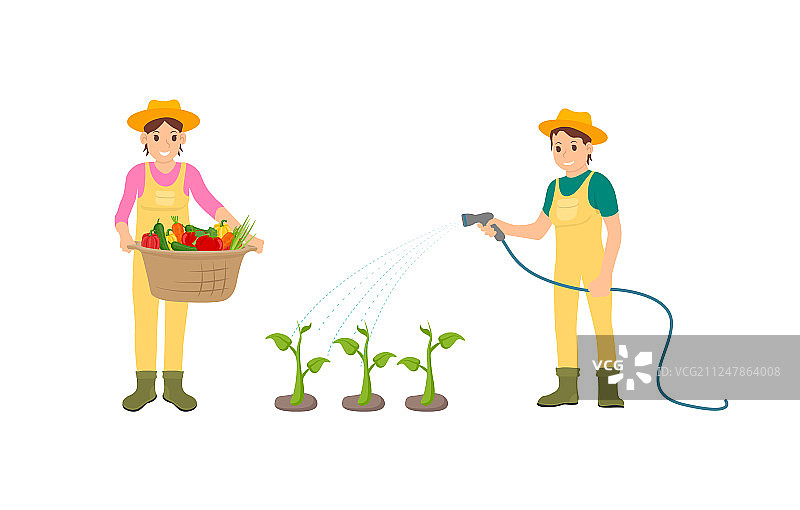 女人和浇水软管图片素材