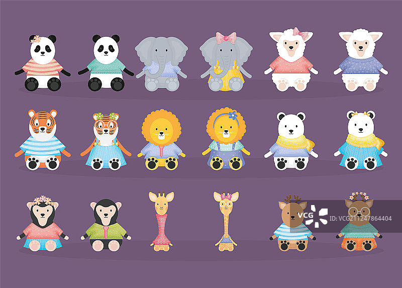 情侣动物角色组合图片素材