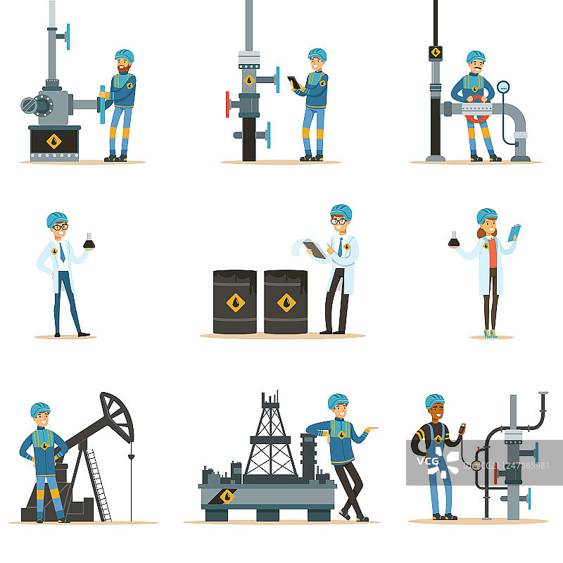 快乐的人们在石油行业工作图片素材