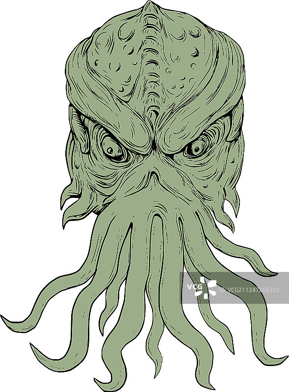 地下海怪头部绘画图片素材