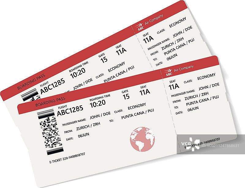 红色和白色登机牌图片素材