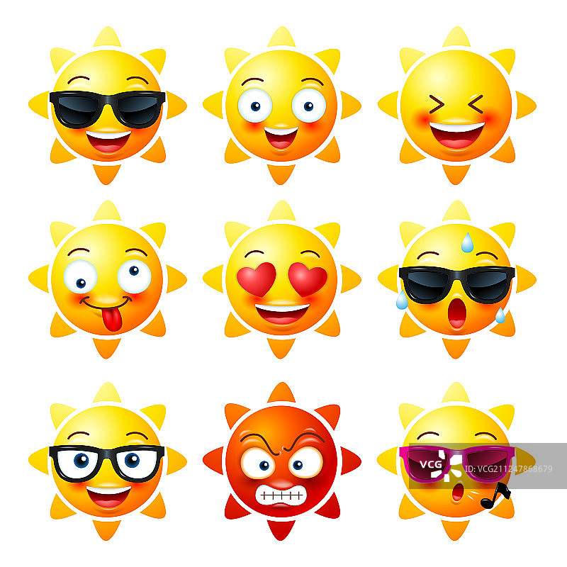 太阳的笑脸图标或黄色的表情符号图片素材