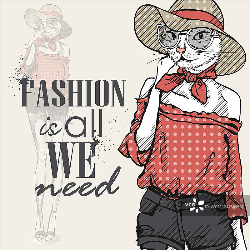 戴猫头饰的优雅女人图片素材