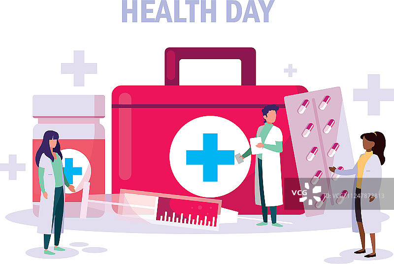 世界卫生日医生团体贺卡图片素材