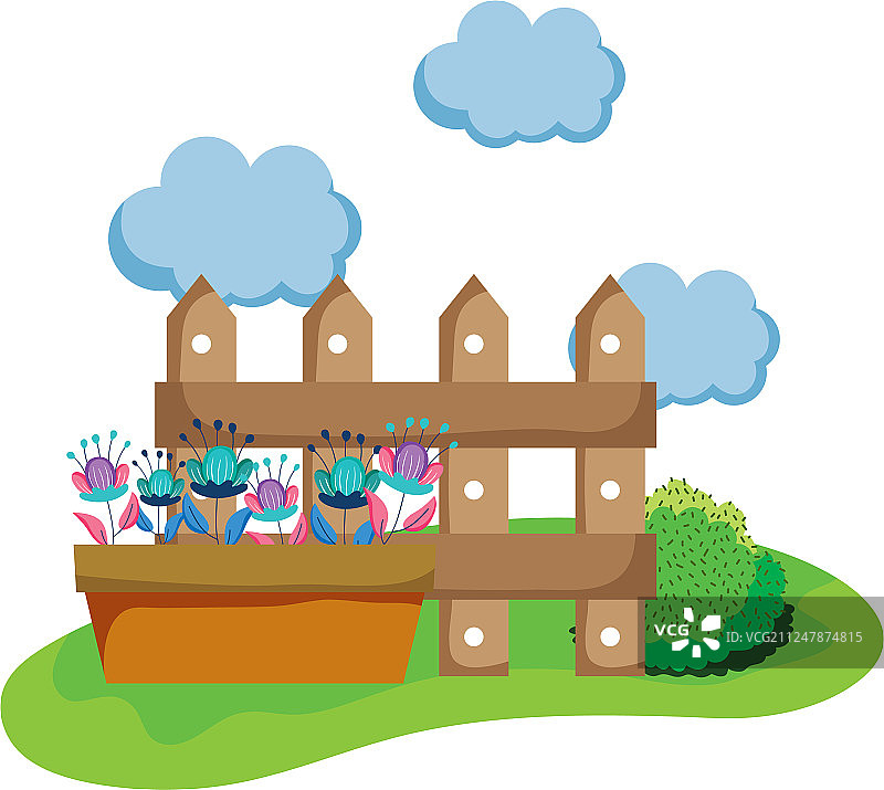 营地中的围栏盆栽图片素材