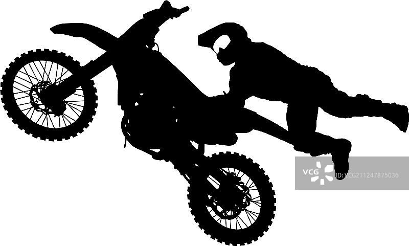 摩托车骑手表演特技的轮廓剪影图片素材