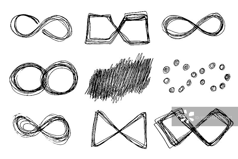 手绘无限符号图标集图片素材
