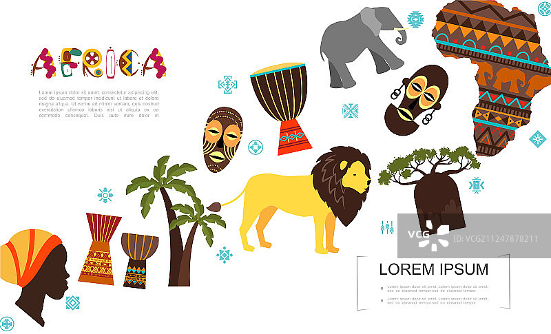 扁平非洲传统元素模板图片素材