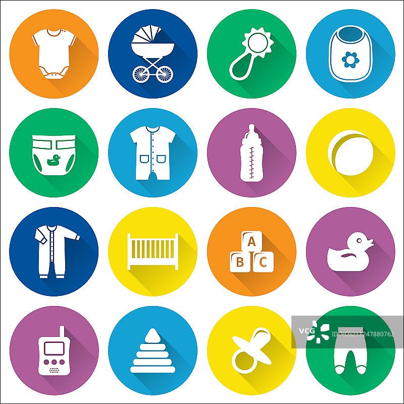 扁平设计中的白色符号图标集图片素材