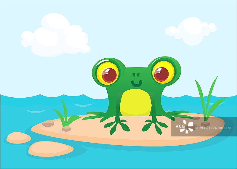 坐在大石头上的青蛙图片素材