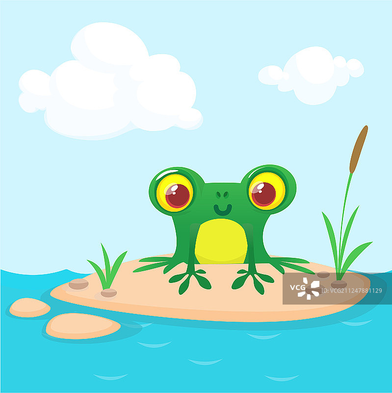 坐在大石头上的青蛙图片素材