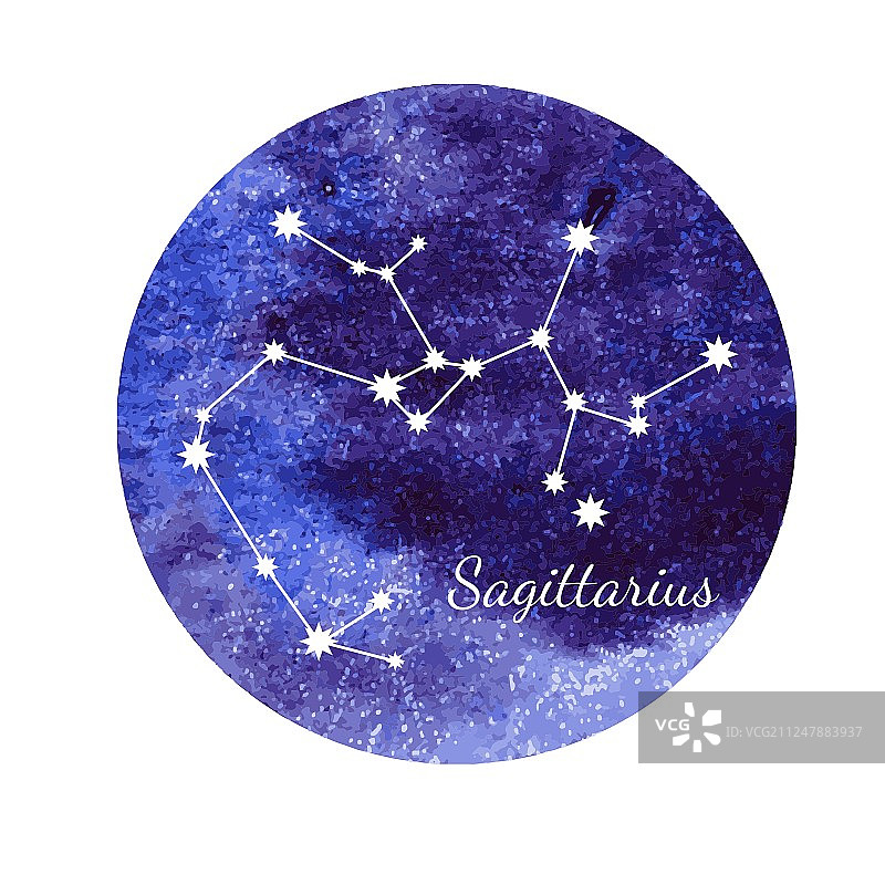 水彩风射手座星座图案图片素材