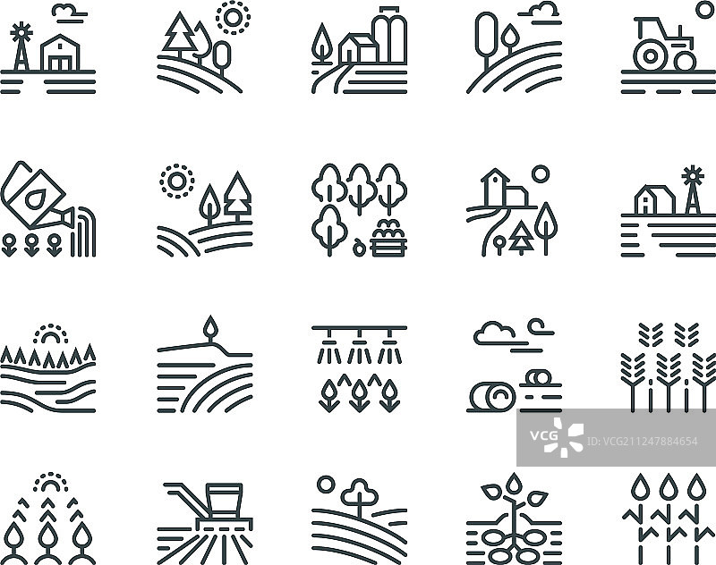 农村房屋农业景观线图标图片素材