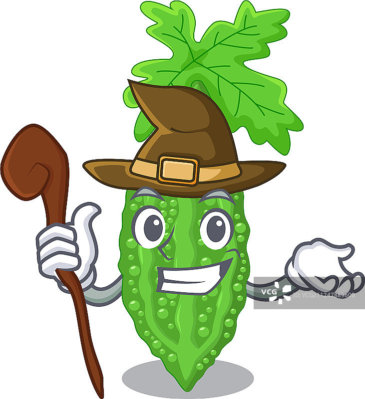 蔬菜上的苦瓜卡通形象图片素材