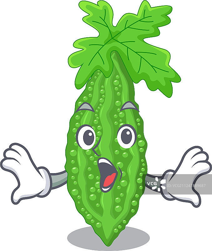 蔬菜上惊讶的苦瓜角色图片素材
