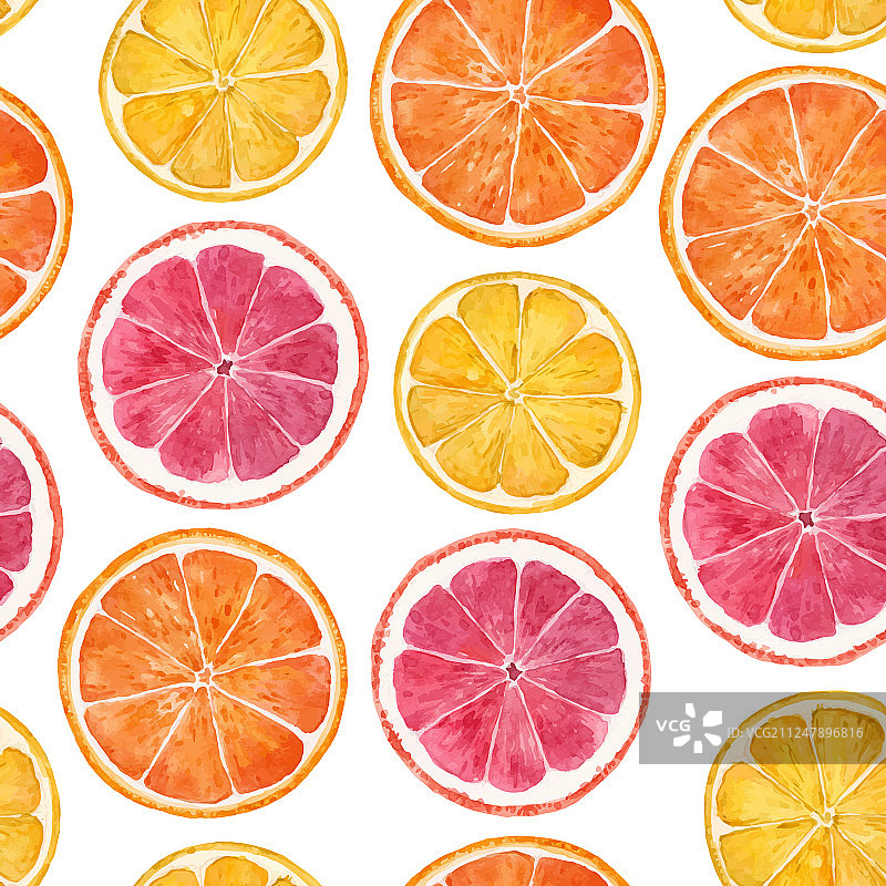水彩柑橘图案图片素材