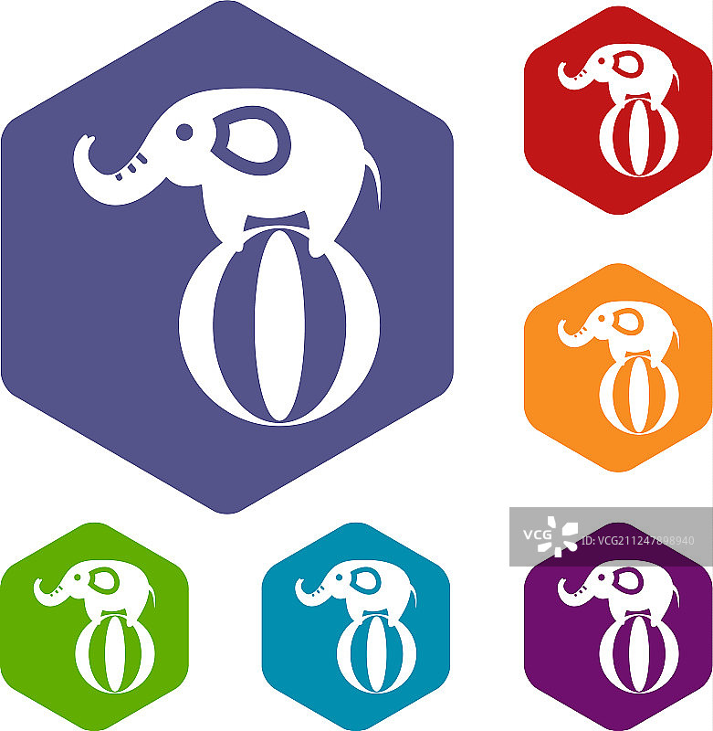 大象平衡球图标集图片素材