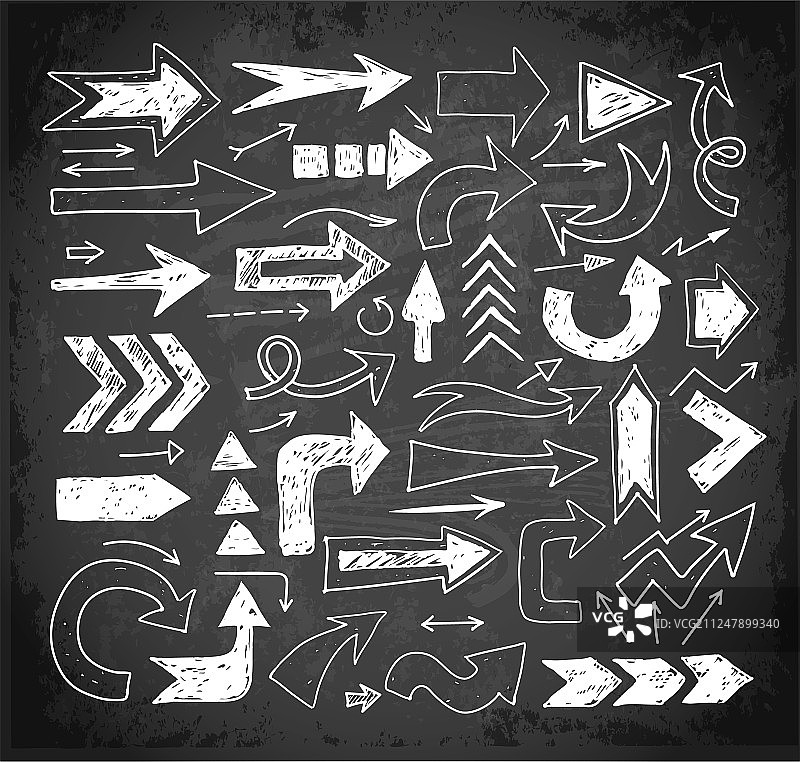 白色粉笔手绘涂鸦箭头草图图片素材