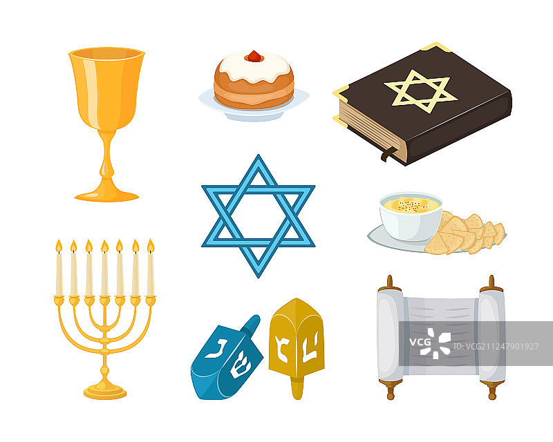 犹太教教堂传统符号图标集图片素材