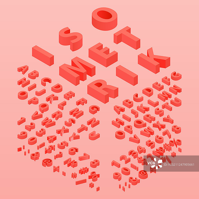 3D字体珊瑚色图片素材