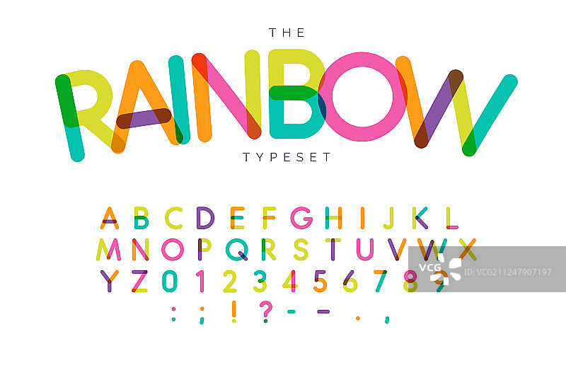 节日风格的彩虹字母数字套装图片素材
