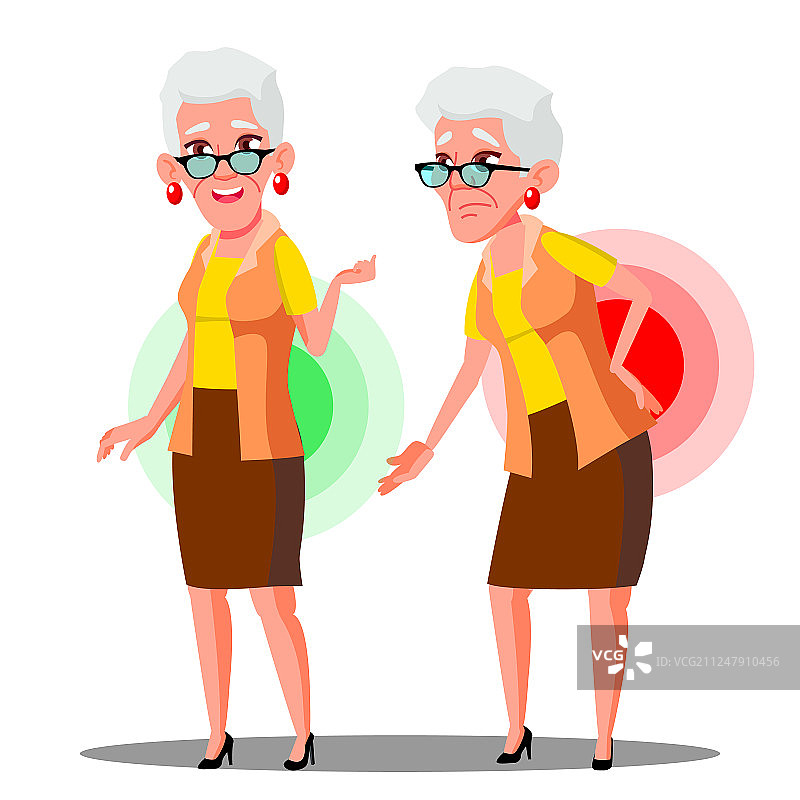 因背痛坐骨神经痛而弯腰的老妇人图片素材