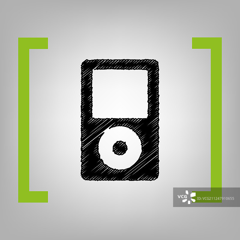 便携式音乐设备黑色涂鸦图标图片素材