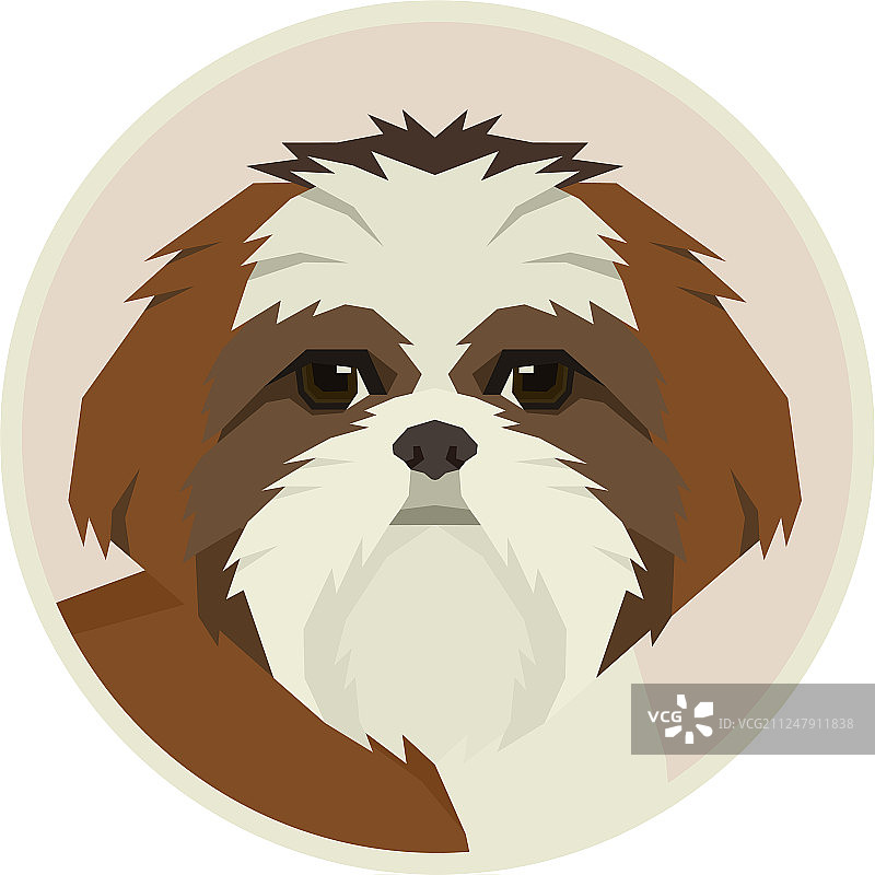 几何风格的西施犬头像图标图片素材