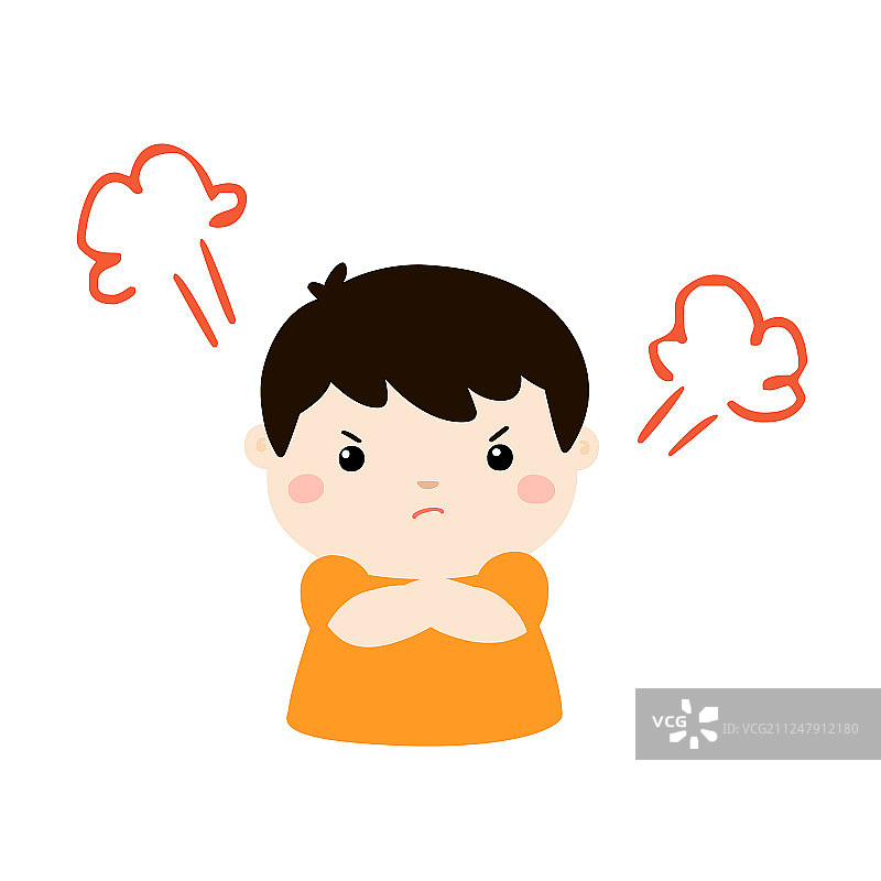 卡通愤怒男孩角色图片素材
