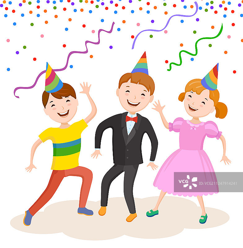 庆祝生日的可爱卡通男孩图片素材