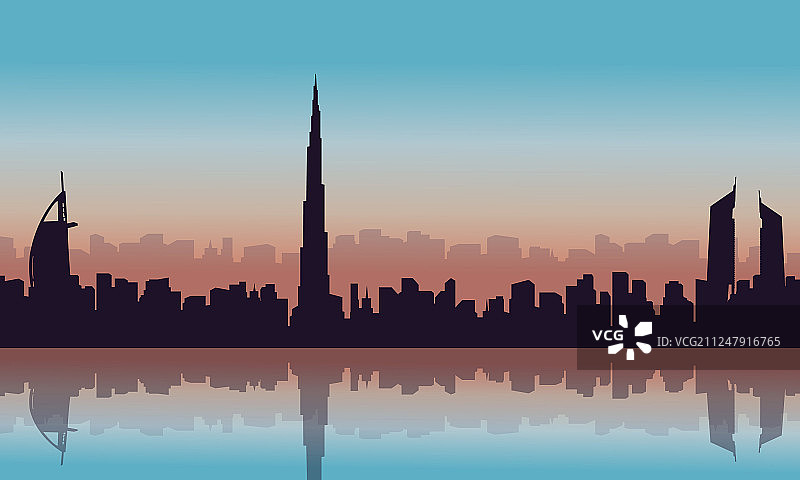 迪拜城市轮廓景观图片素材