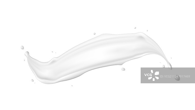 白色背景上的逼真牛奶或奶油飞溅效果图片素材