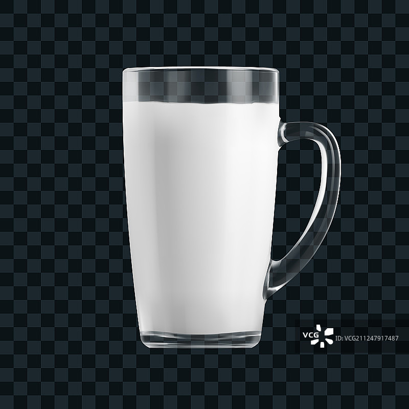 逼真的透明玻璃杯牛奶图片素材