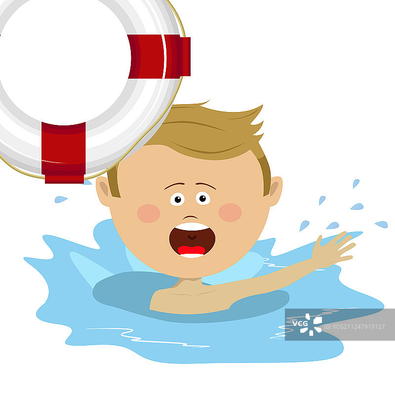 小男孩在水中争夺救生圈图片素材