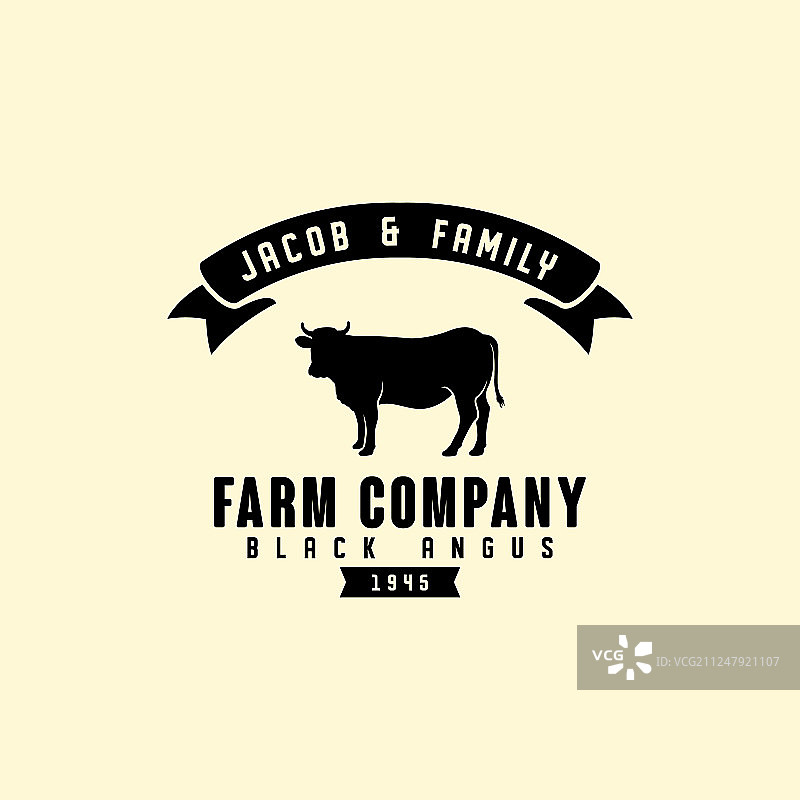黑色安格斯牛logo设计模板图片素材