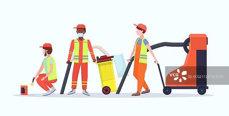 穿着制服的街道清洁工图片素材