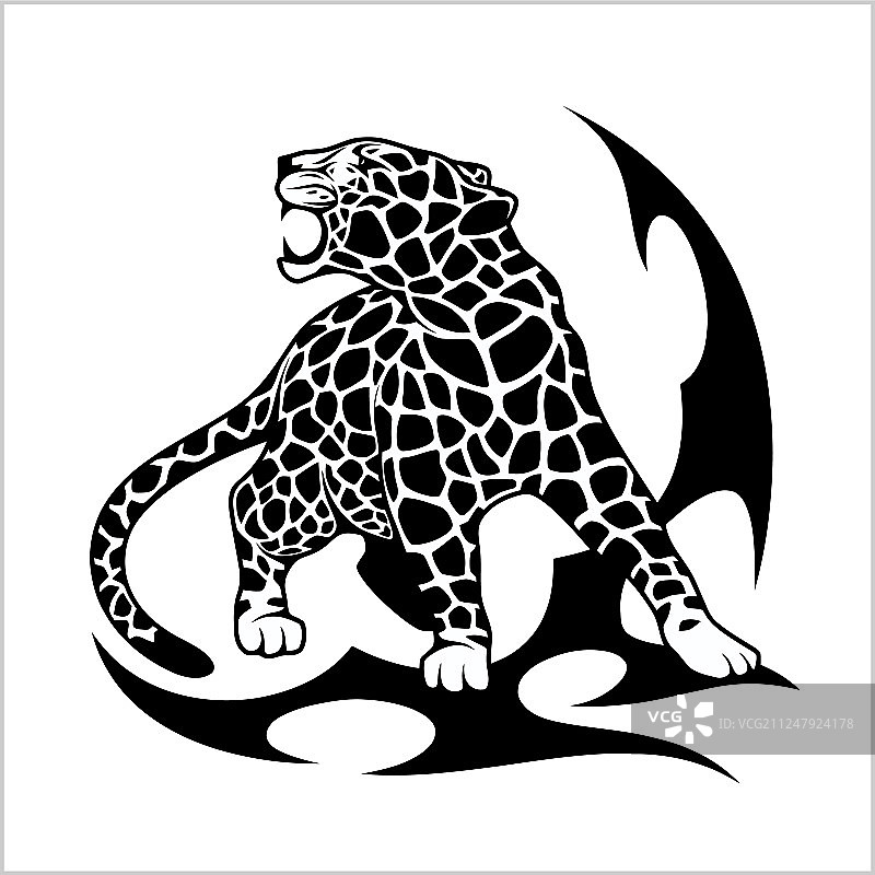 美洲虎火焰纹身图片素材