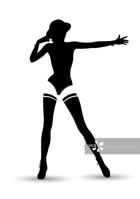 歌舞表演风格的女孩轮廓图片素材