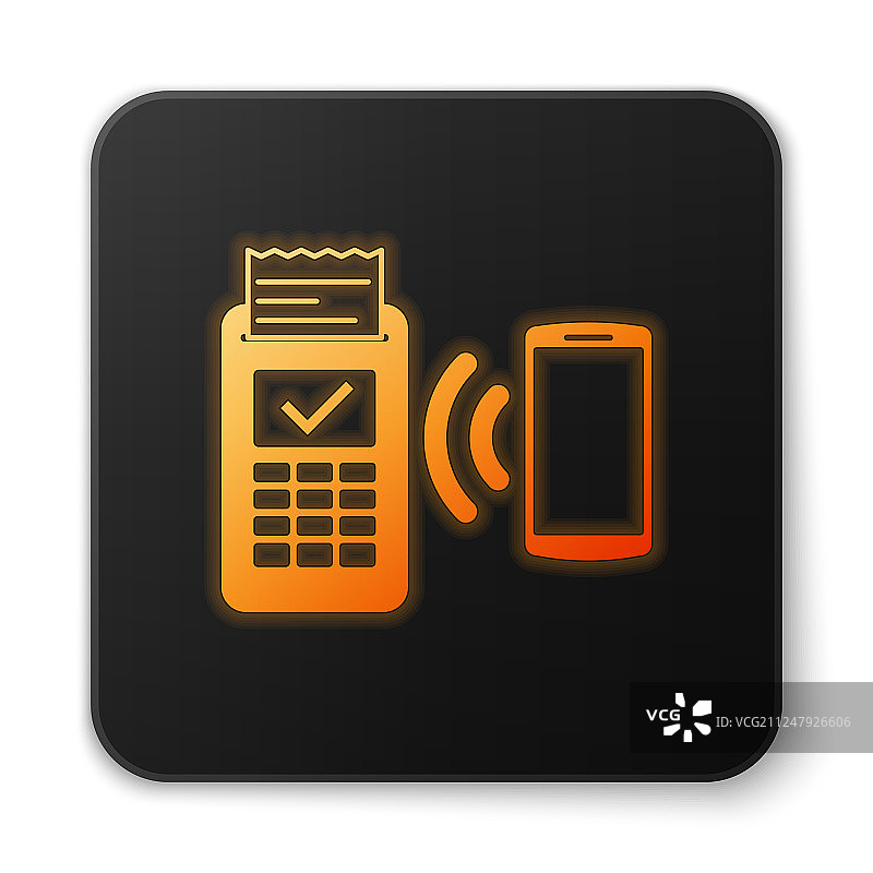 橙色发光POS机与打印收据图片素材