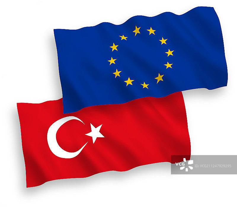 土耳其和欧盟旗帜图片素材
