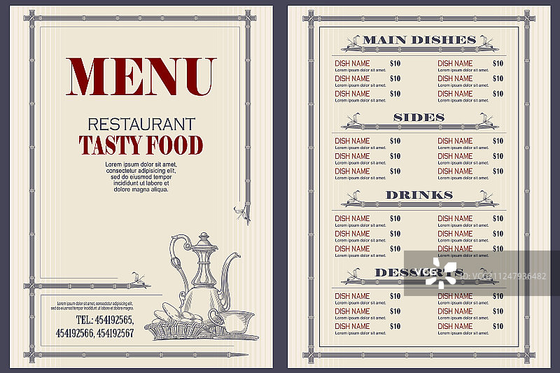 咖啡馆或餐厅菜单模板图片素材