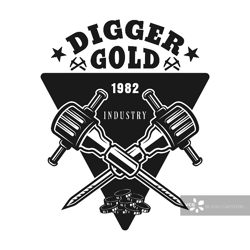 凿岩机淘金者标志图片素材