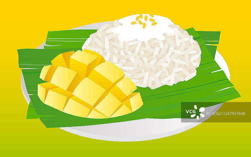 芒果糯米饭泰国美食图片素材