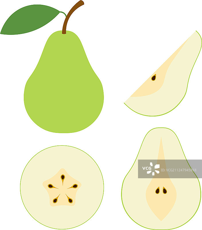 绿色梨卡通横截面图片素材