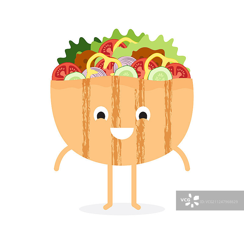 皮塔饼中炸豆丸卡通形象图片素材