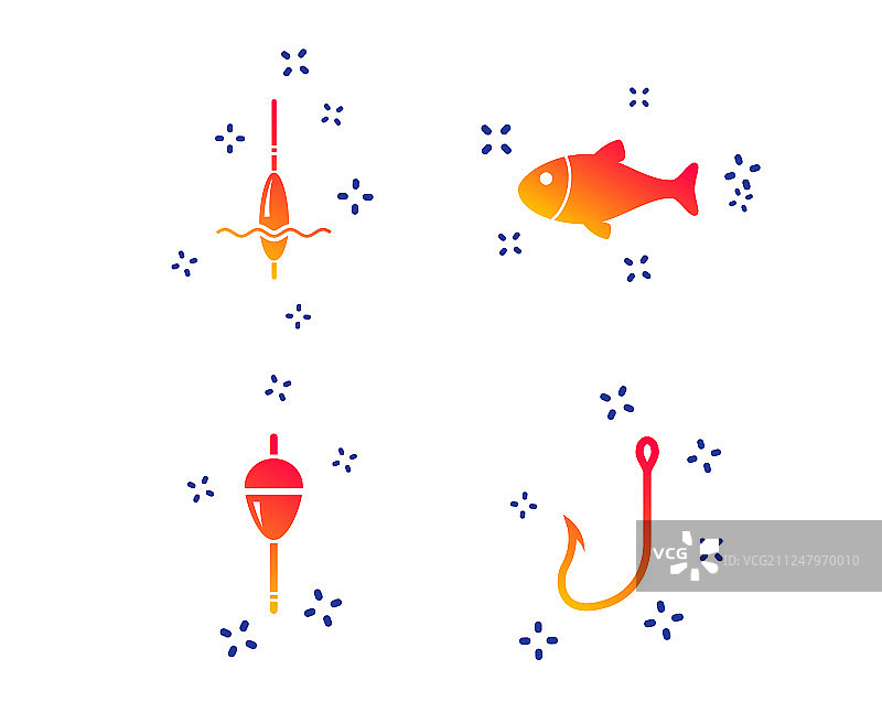 渔具和渔夫鱼钩符号图片素材