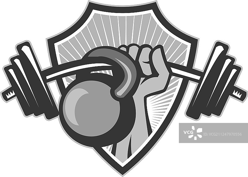 举重哑铃标志黑白稿图片素材
