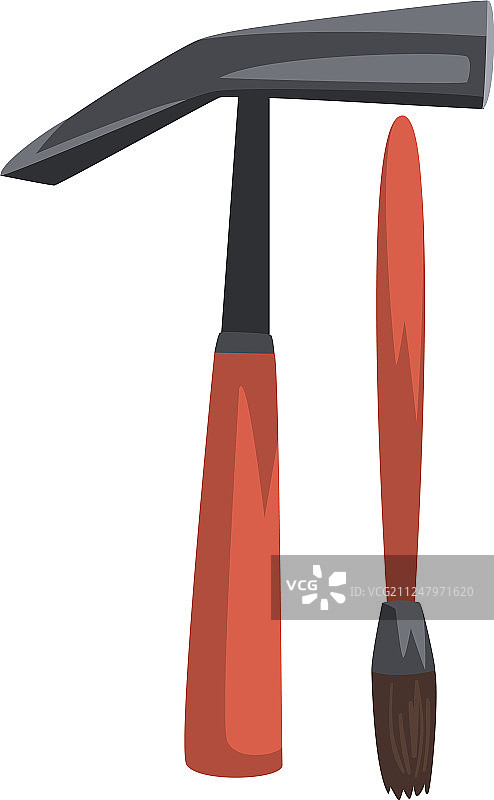 镐和刷子考古设备图片素材